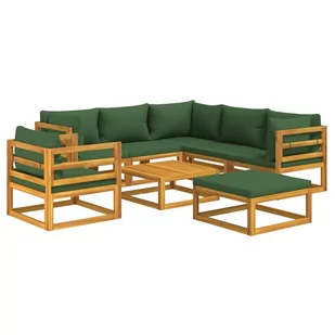 5-cz. zestaw wypoczynkowy do ogrodu, zielone poduszki, drewno vidaXL - Meble ogrodowe - miniaturka - grafika 4