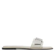 Klapki i japonki damskie - Klapki Calvin Klein Flat Slide W/Buckle - Lth HW0HW02490 Szary - miniaturka - grafika 1