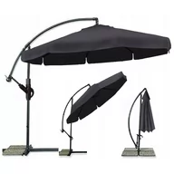 Parasole ogrodowe - Parasol ogrodowy na wysięgniku składany z pokrowcem 3,5m, 6 segmentów, grafitowy - miniaturka - grafika 1