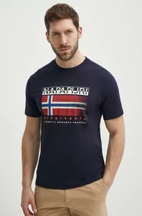 Napapijri t-shirt bawełniany S-Kreis męski kolor granatowy z nadrukiem NP0A4HQR1761 - Koszulki męskie - miniaturka - grafika 1