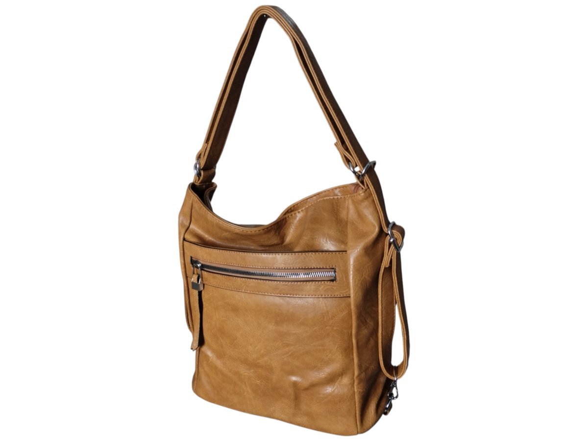 Torebka Damska Torebko-Plecak, Miejska Listonoszka Na Ramię, Kolor Brązowy