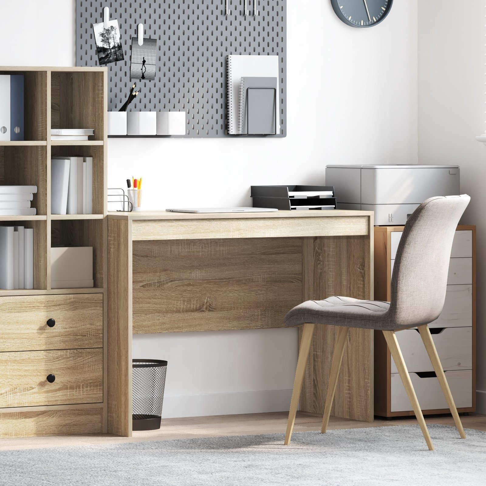 Biurko do pisania Dąb Sonoma MDF z dębowym fornirem