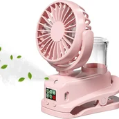 Wentylatory - Miniaturowy, przenośny wentylator z klipsem, ładowany przez USB, 4 regulowane prędkości, odpowiedni do domu, samochodu, biura lub na zewnątrz, różowy - miniaturka - grafika 1