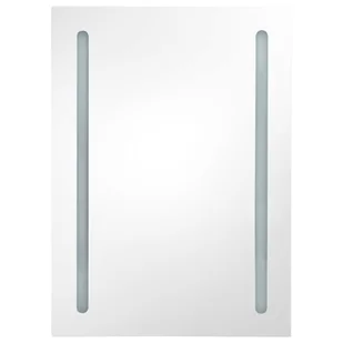 Lumarko Szafka łazienkowa z lustrem i LED, lśniąca biel, 50x13x70 cm - Szafki łazienkowe - miniaturka - grafika 5
