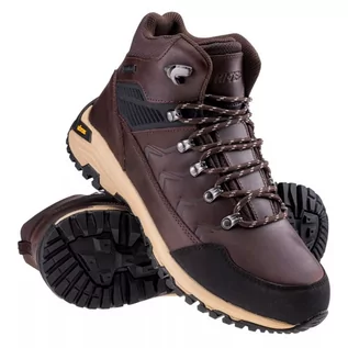 Buty trekkingowe męskie - Męskie buty trekkingowe Hi-tec Leknes MID AG V brązowo-czarne rozmiar 45 - grafika 1