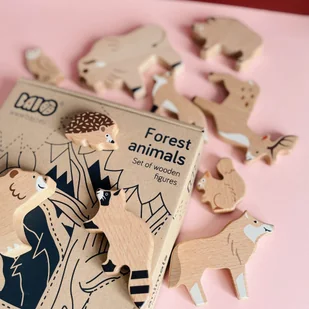 Drewniane figurki zwierząt leśnych - 14 elementów - Zabawki interaktywne dla dzieci - miniaturka - grafika 1