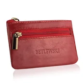 Etui na klucze - Małe, skórzane etui na klucze, BETLEWSKI, czerwone, 6,5x9,5 cm - miniaturka - grafika 1