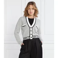 Swetry damskie - Karl Lagerfeld Kardigan boucle | Regular Fit - miniaturka - grafika 1