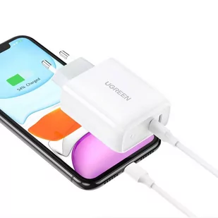 Ugreen szybka ładowarka sieciowa 2x USB Typ C 36 W Quick Charge 4.0 Power Delivery SCP FCP AFC biały (70264 CD199) - Ładowarki do telefonów - miniaturka - grafika 4
