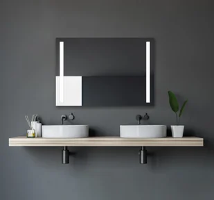 Lustro łazienkowe z oświetleniem TALOS Light - lustro łazienkowe LED 100x70 cm - nadaje się do wilgotnych pomieszczeń dzięki aluminiowej ramie - kolor światła lustra neutralny biały - Lustra - miniaturka - grafika 1