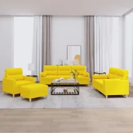 Komplety wypoczynkowe - 4-cz. komplet wypoczynkowy z poduszkami, jasnożółty, tkanina - miniaturka - grafika 1