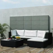 vidaXL vidaXL Sofa ogrodowa Meble ogrodowe 14 części czarny rattan PE