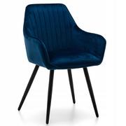 Krzesła - krzesło PASSO tapicerowane pikowane welurowe granatowe - miniaturka - grafika 1