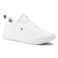 Baleriny - Sneakersy TOMMY HILFIGER - Corporate Knit Rib Runner FM0FM02838 White YBR - miniaturka - grafika 1