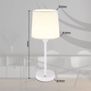 Globo Lampa stołowa LED Lunki, biała, wysokość 35 cm, tkanina, CCT - Lampy stojące - miniaturka - grafika 1