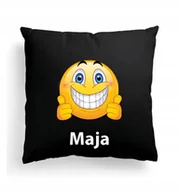 Poduszki dekoracyjne - Foto Poduszka Czarna Emotka MEM Emotikon Imię - miniaturka - grafika 1