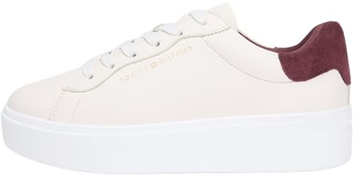 Tommy Hilfiger Damskie eleganckie trampki na platformie FW0FW09021 Low Top, beżowe (Soft Cream/Marzemino), 40, Beżowy miękki kremowy Marzemino, 40 EU