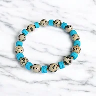 Bransoletki - JASPER collection : bransoletka na gumce : jaspis & lawa turkusowa - miniaturka - grafika 1