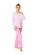Piżamy damskie - PIŻAMA DAMSKA M RÓŻOWA W KWIATY DŁUGI RĘKAW DŁUGIE SPODNIE BAWEŁNA - miniaturka - grafika 1