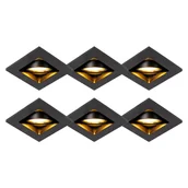 Oprawy, klosze i abażury - QAZQA Zestaw 6 nowoczesnych reflektorów wpuszczanych czarnych regulowanych - Qure - miniaturka - grafika 1