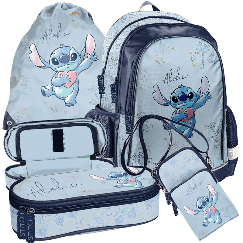 ZESTAW szkolny plecak piórnik torebka Disney Lilo i Stitch Blue