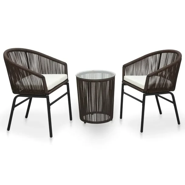 Zestaw Bistro z Rattanu PE, Stół 35/40x48 cm, Krzesła 58x58x78 cm, Brąz
