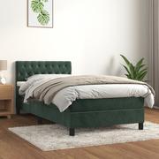 Łóżka - Lumarko Łóżko kontynentalne z materacem, zielone, aksamit, 100x200 cm - miniaturka - grafika 1