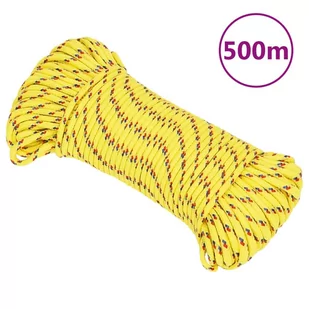 vidaXL Linka żeglarska, żółta, 5 mm, 500 m, polipropylen - Pasmanteria - miniaturka - grafika 1