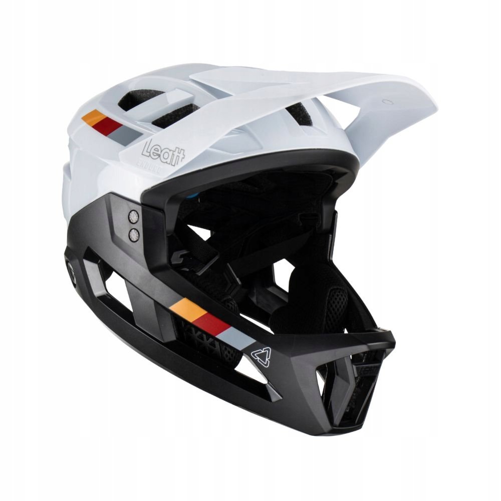 Leatt 2.0 Enduro juniorski kask rowerowy biało czarny z odpinaną szczęką Xs
