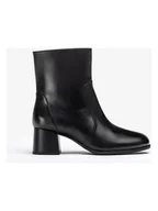 Botki damskie - Unisa Skórzane botki w kolorze czarnym - miniaturka - grafika 1