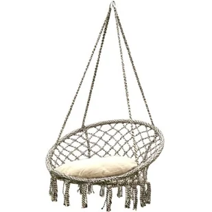 SASKA GARDEN Hamak ażurowy fotel wiszący 80x60cm z poduszką szary victoriasport-1018058-0 - Fotele ogrodowe wiszące - miniaturka - grafika 1