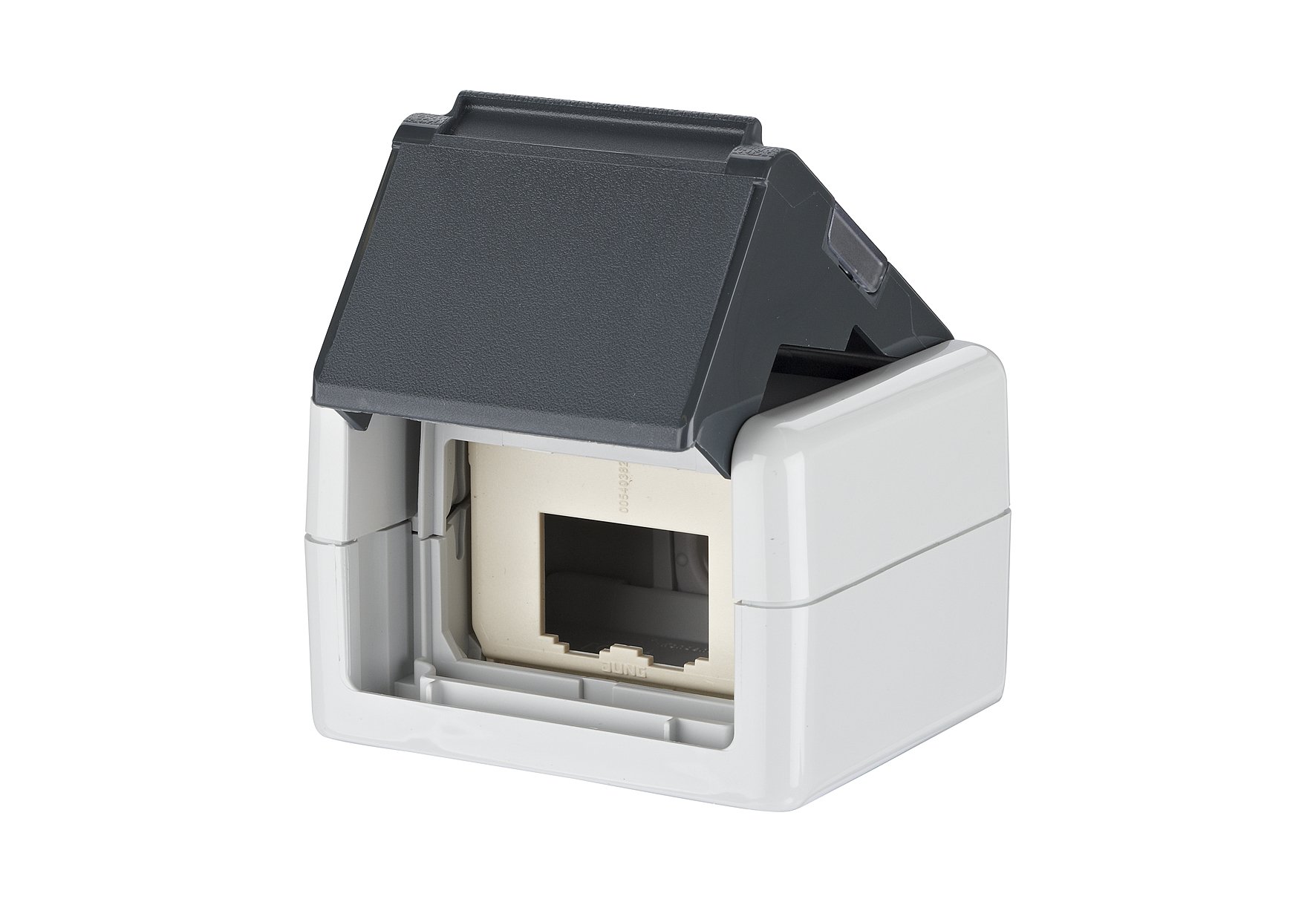 Metz BTR E-DAT modul IP44 AP-Geh grau Cat.6 unbestueckt max 2 Module unbestueck f 2x E-DAT Modul grau 1309430003-E