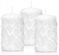 Świece - Świece białe 10/7cm śnieżynki świeczki białe 3 szt - miniaturka - grafika 1