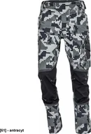 Odzież robocza - CERVA NEURUM CAMOUFLAGE spodnie - męskie spodnie robocze, 6 kieszeni, elastyczny materiał Trifibetex, nadruk moro, odblaski - antracyt 52 - miniaturka - grafika 1