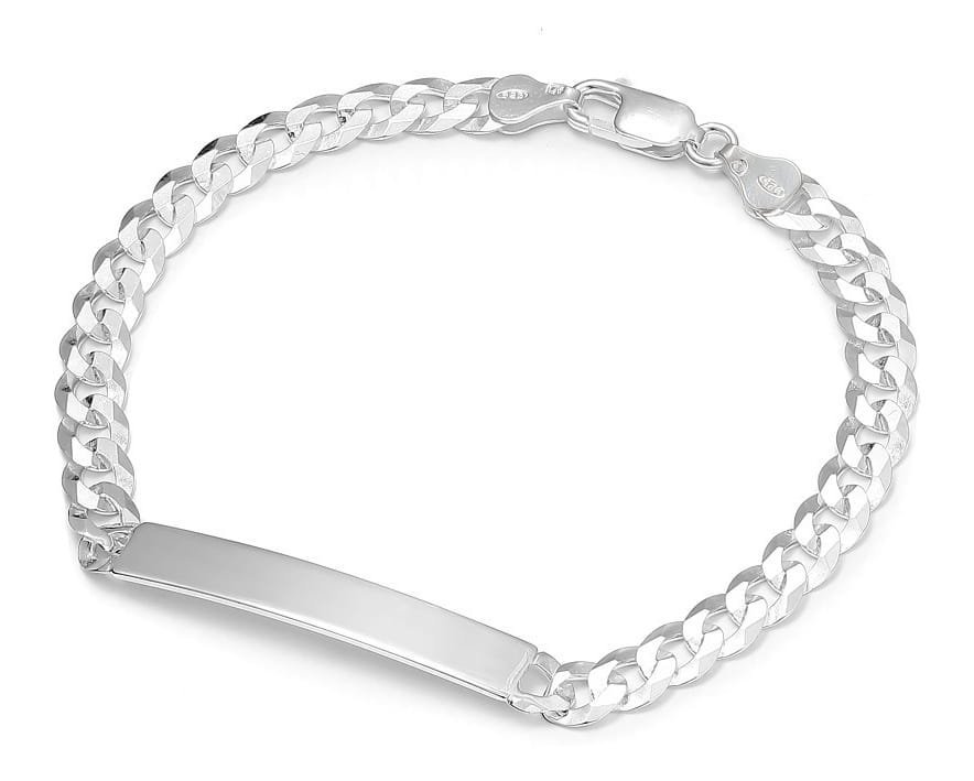 Srebrna bransoletka męska pancerka z blaszką 21 cm pr925