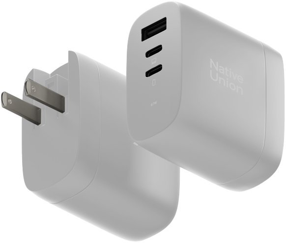 Native Union 67W USB-C PD 3-Port Fast GaN Wall Charger White FAST-PD67-WHT-2CA