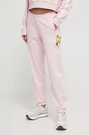 Spodnie damskie - Guess spodnie dresowe bawełniane kolor różowy z aplikacją - miniaturka - grafika 1