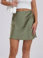 Spódnice - Spódnica mini satynowa - Zielony - miniaturka - grafika 1
