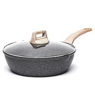 Patelnie - CAROTE Patelnia wok z pokrywką 28 cm 4,3 l, patelnia z powłoką zapobiegającą przywieraniu, głęboka patelnia do wszystkich rodzajów kuchenek, łącznie z indukcją - miniaturka - grafika 1