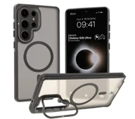 Etui i futerały do telefonów - Bizon Etui z podstawką i pierścieniem magnetycznym Case Eclipse do Galaxy S25 Ultra, przydymione z czarną ramką - miniaturka - grafika 1