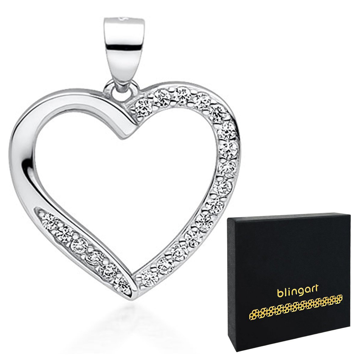 Naszyjnik srebrny damski SERCE z cyrkoniami srebro