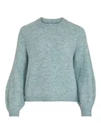 Swetry damskie - Vila Vijamina O-Neck L/S Knit Top Noos sweter z dzianiny, Tourmaline, XS - miniaturka - grafika 1