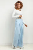 Spodnie sportowe damskie - Szerokie spodnie z kantem, T413, jasnoniebieski - miniaturka - grafika 1