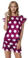 Piżamy damskie - Fuksjowa krótka piżama w kropki PIGEON S - miniaturka - grafika 1