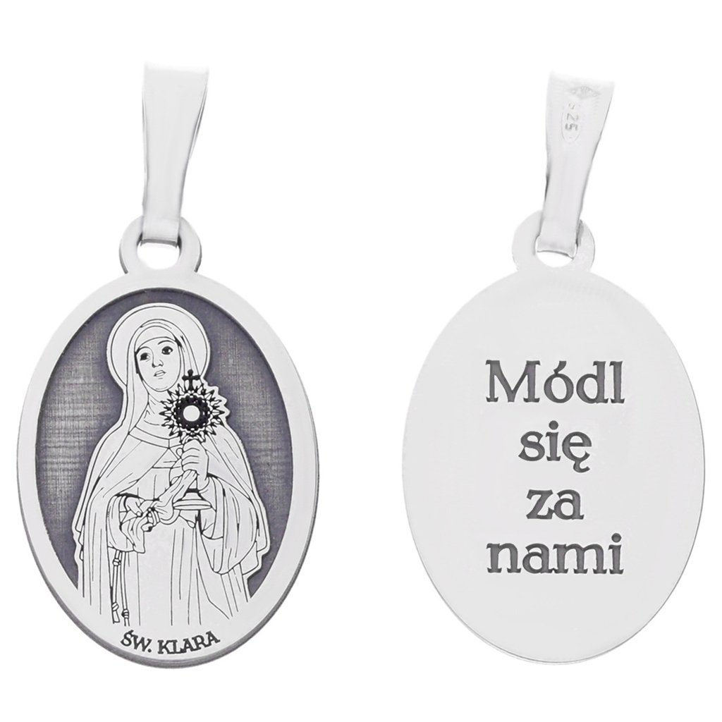 Medalik srebrny Ag 925 rodowany Św. Klara MDC050R