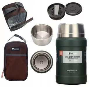 Termos Turystyczny Obiadowy Na Zupę Żywność Stal 316 Termiczny Etui + Łyżka - Termosy Termos Turystyczny Obiadowy Na Zupę Żywność Stal 316 Termiczny Etui + Łyżka - Termosy - miniaturka - grafika 1