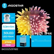 Oświetlenie świąteczne - Lampki choinkowe Aigostar Lampki choinkowe ozdobne na 3 baterie AA różowa ciepła Taśma świetlna płaska na 3 baterie AA - miniaturka - grafika 1