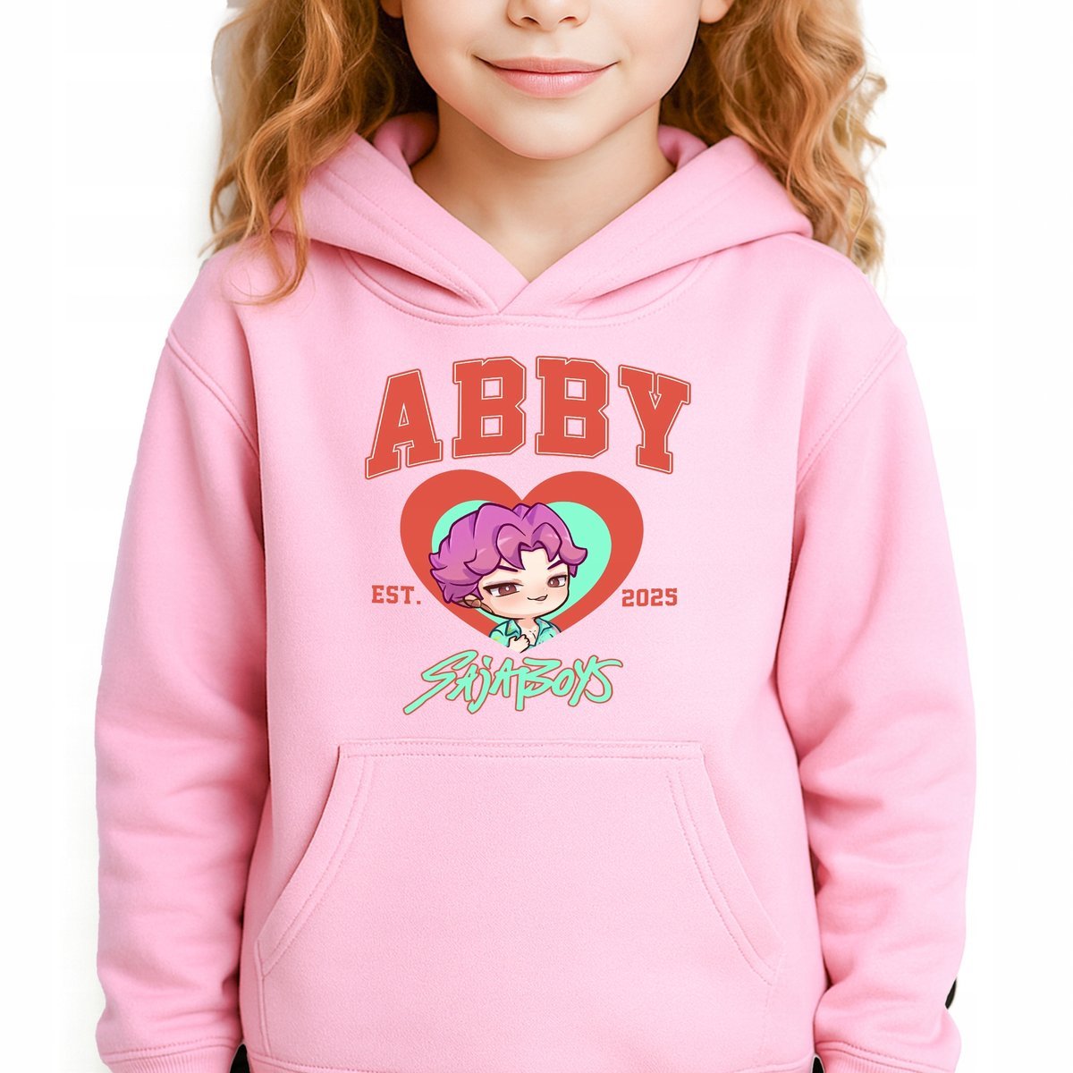 Bluza Dziecięca Różowa Z Kapturem ABBY SAJABOYS Muzyka Wzory Rozmiar 152 cm