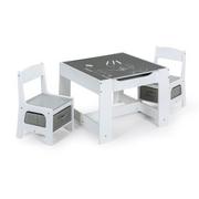 Zestawy mebli dla dzieci - Stolik dziecięcy z 2 krzesłami MULTI, biały/szary - miniaturka - grafika 1