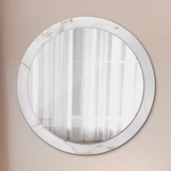 Lustra - Lustro z nadrukiem okrągłe Biały złoty marmur - miniaturka - grafika 1